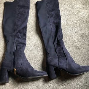 Liz Claiborne navy suede knee high boots size 9